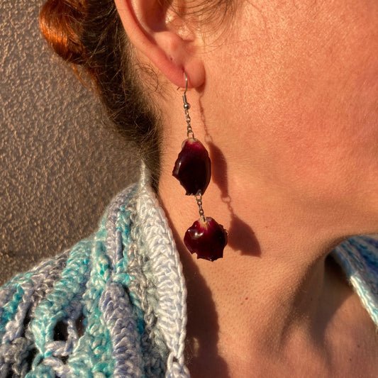 Boucles d'oreilles - Rose rouge